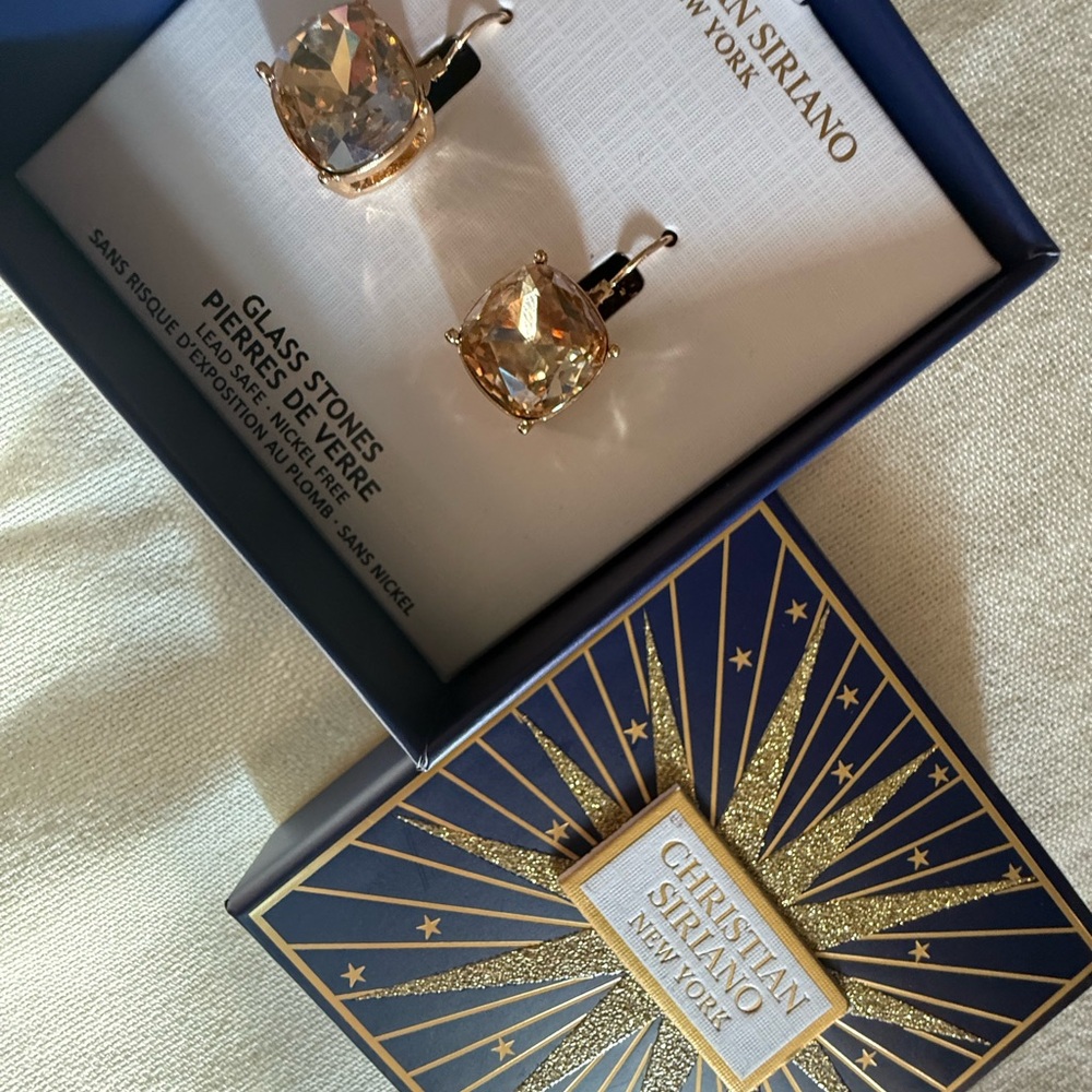 Christian Siriano Gold-Toned Glass Stone Earrings